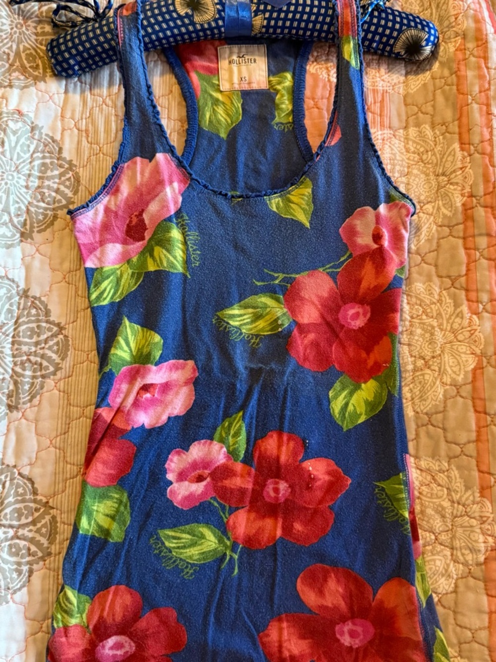Hollister Colorful Hibiscus Tank Beach Y2K 2000s Cami